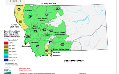 2021 Snowpack is 102% in the Bitterroot – summer fishing bodes well